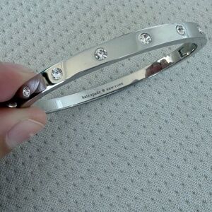 Kate Spade Set in Stone Hinged Silver Bangle